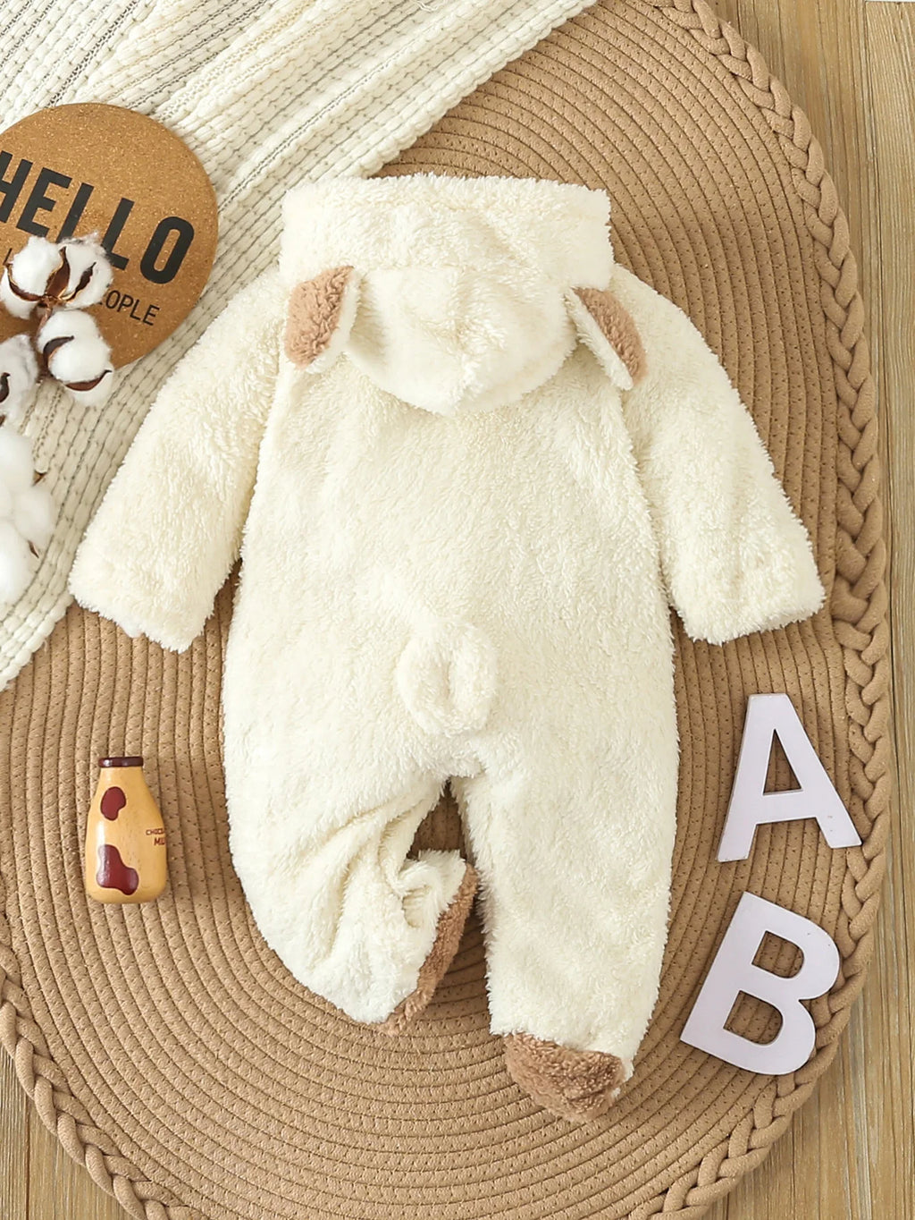 Newborn Baby Rompers Spring Autumn Warm Fleece Baby Boys Costume Baby Girls Clothing Animal Baby Pajamas Hooded Jumpsuits 0-1Y