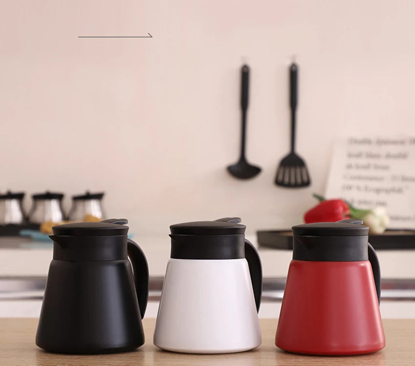 600ml Stainless Steel Thermal Coffee Carafe Double Wall Thermos Carafes for Home, Office, Keep Beverages Hot - garrafa térmica