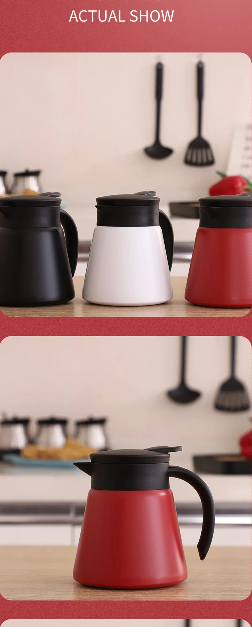 600ml Stainless Steel Thermal Coffee Carafe Double Wall Thermos Carafes for Home, Office, Keep Beverages Hot - garrafa térmica
