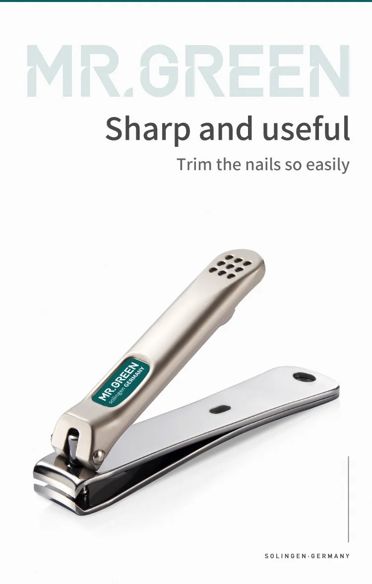 MR.GREEN Nail Clippers Stainless Steel Curved Blade Clipper Fingernail Scissors Cutter Manicure Tools Trimmer with Nail Files