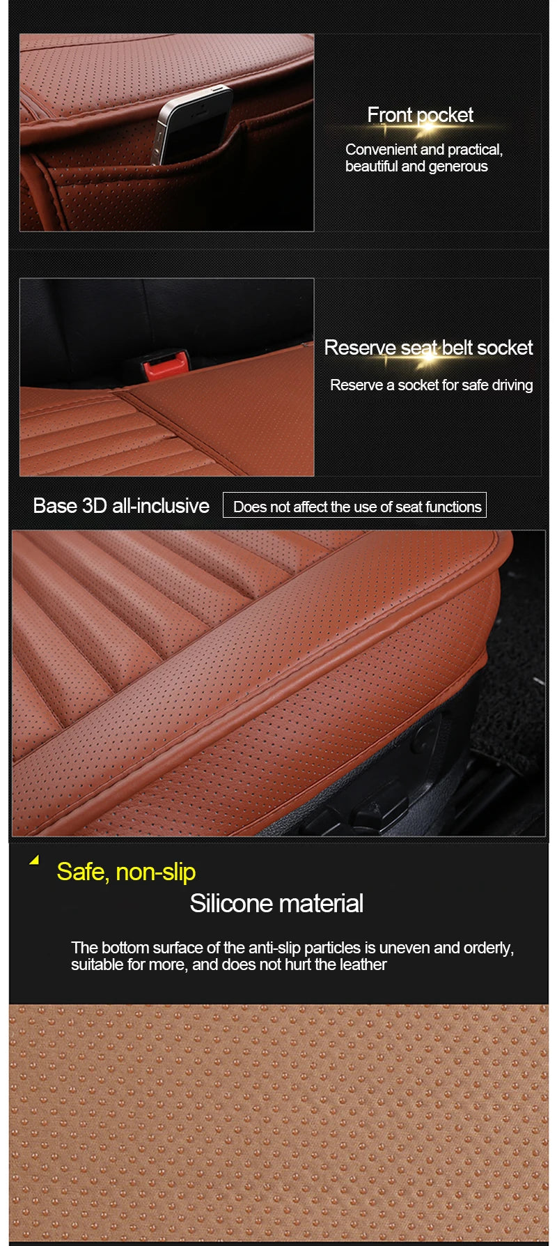 SEAMETAL PU Leather Car Seat Cover Four Seasons Car Seat Protector Pad Mat Automobiles Seat-Cover Cushion for Car Accessories