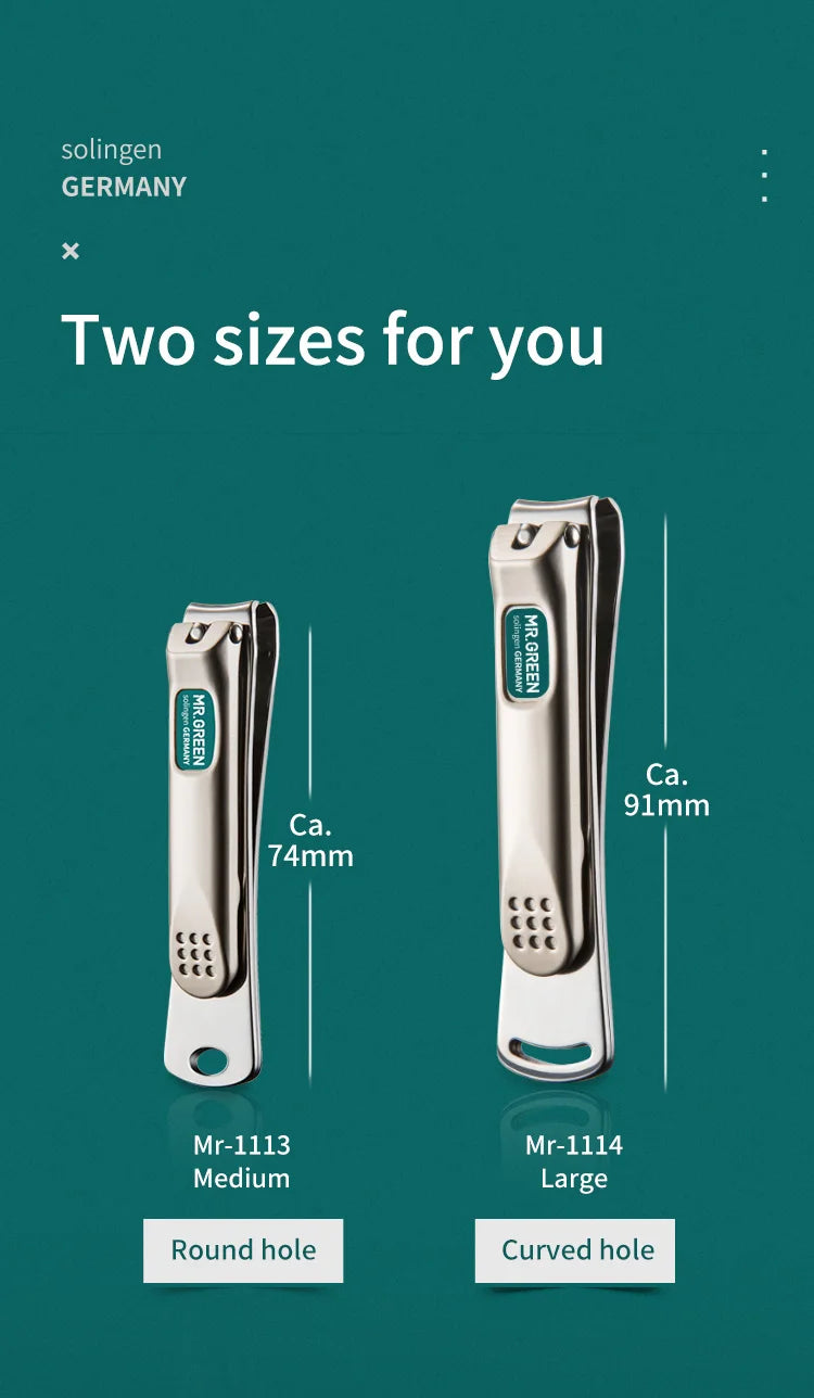 MR.GREEN Nail Clippers Stainless Steel Curved Blade Clipper Fingernail Scissors Cutter Manicure Tools Trimmer with Nail Files
