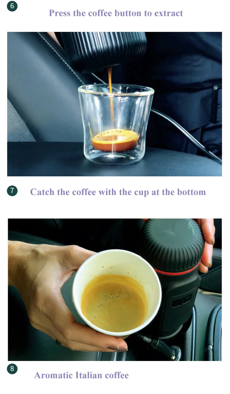Portable Capsule Coffee Machine Heating fully Semi-automatic Espresso Mini Coffee Maker For Car Outdoor Home Using 5Cups 80ml