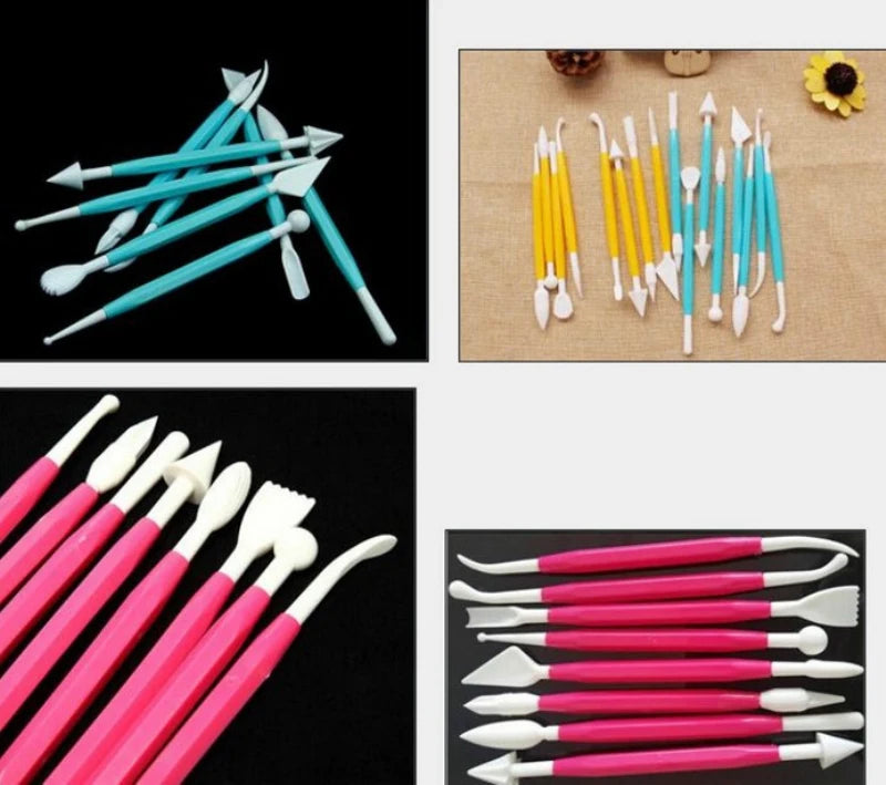 DIY Plastic Baking Craft Tool 8pcs/Set Sugar Craft Fondant Cake Pastry Carving Cutter Chocolate Decorating Flower Clay Shaping