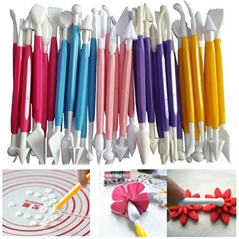 DIY Plastic Baking Craft Tool 8pcs/Set Sugar Craft Fondant Cake Pastry Carving Cutter Chocolate Decorating Flower Clay Shaping
