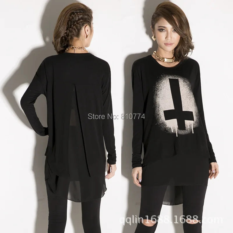 New Spring Autumn and Summer Long Sleeve Fashion Chiffon Plus Size XXXL Loose Irregular Women's Clothings  Female Blouses
