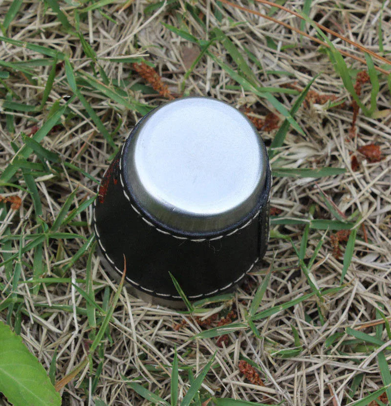 4pcs/set Outdoor Travel Cups Set Camping Tableware Stainless Steel Cup with PU Leather Portable Coffee Wine Beer Whisky Cup