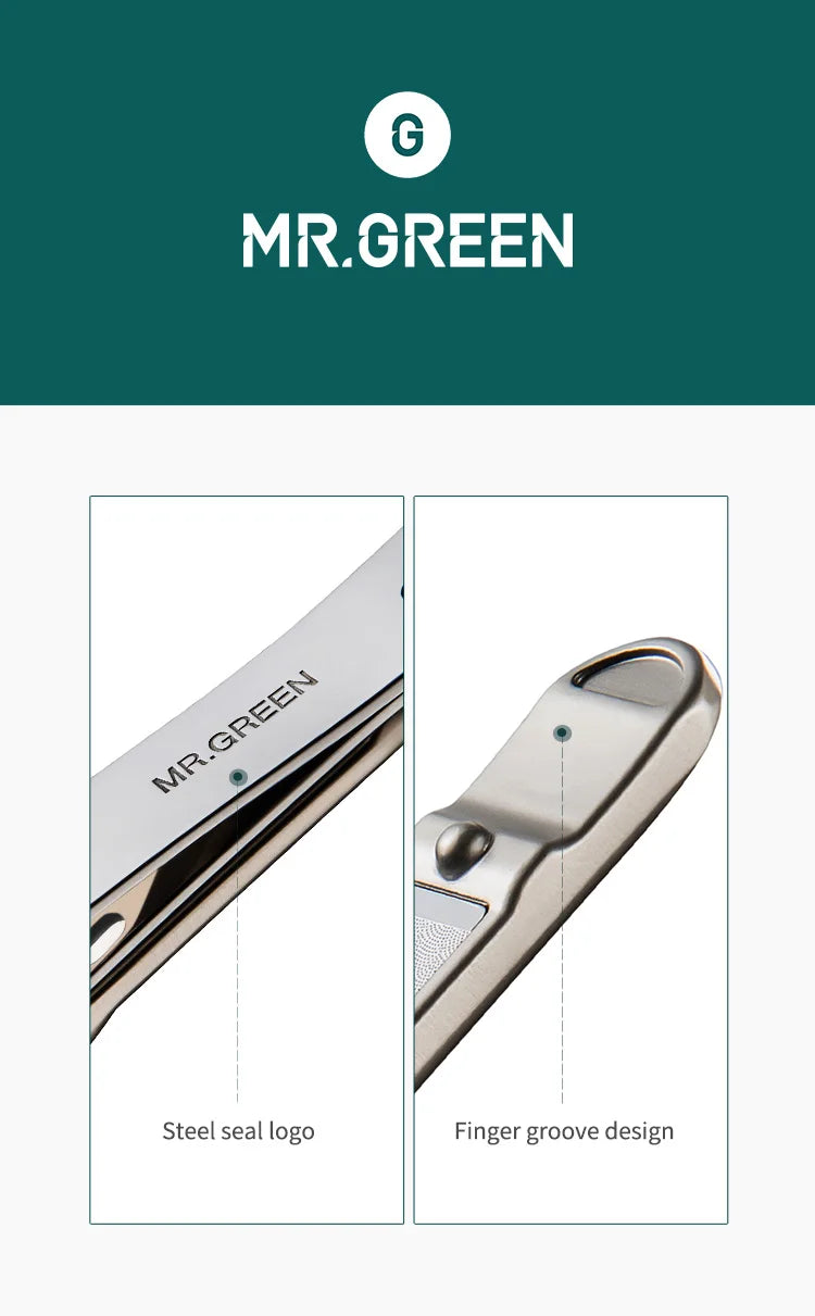 MR.GREEN Nail Clippers Stainless Steel Curved Blade Clipper Fingernail Scissors Cutter Manicure Tools Trimmer with Nail Files