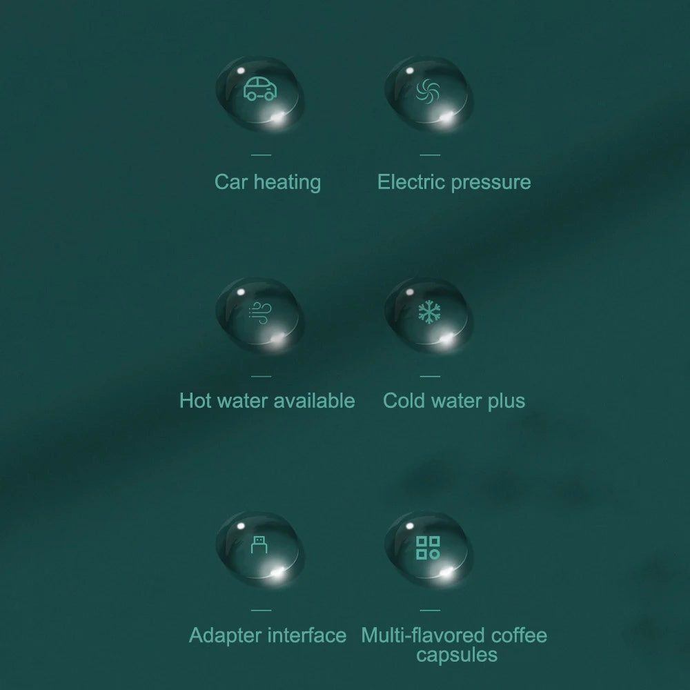 Portable Capsule Coffee Machine Heating fully Semi-automatic Espresso Mini Coffee Maker For Car Outdoor Home Using 5Cups 80ml