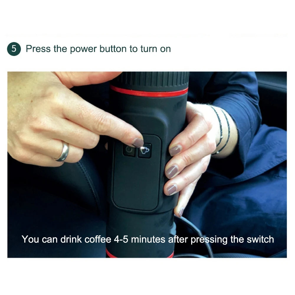 Portable Capsule Coffee Machine Heating fully Semi-automatic Espresso Mini Coffee Maker For Car Outdoor Home Using 5Cups 80ml