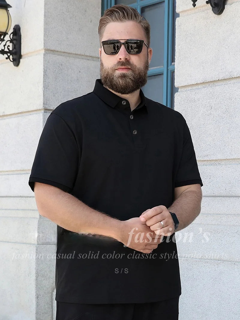 Large Size Men's Polo Shirt Cotton 2024 Summer 6xl Husband Business Collar White Black Short Sleeve Plus 8xl 7xl Tops Shirt Male