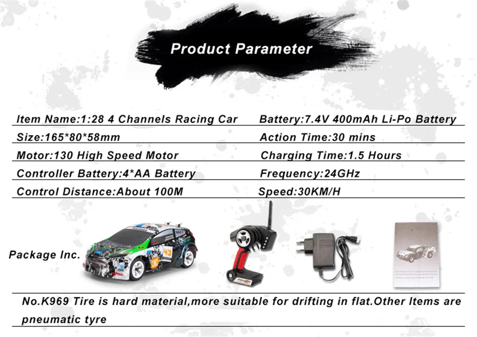30KM/H RC Wltoys 1:28 RTR RC Car 2.4G 4WD 4 Channels Drift Car Racing Car K969/K989 For Selection Remote Control Car