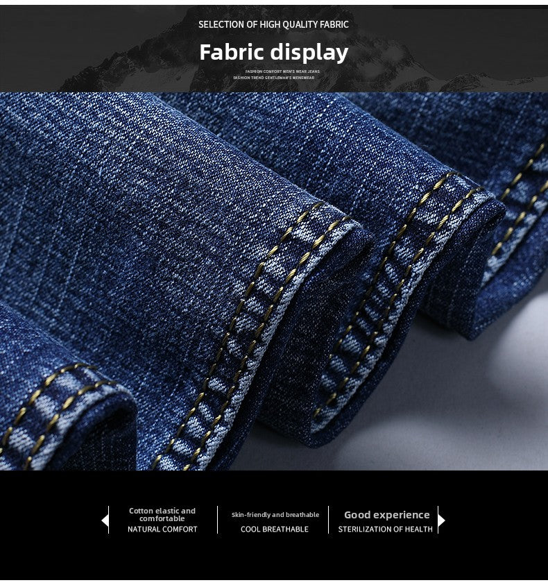 2026  Straight Regular Blue Slim Fit  Stretch Denim Trousers Spring Autumn Men Classic Jeans Business Fashion Men's Smart Jeans