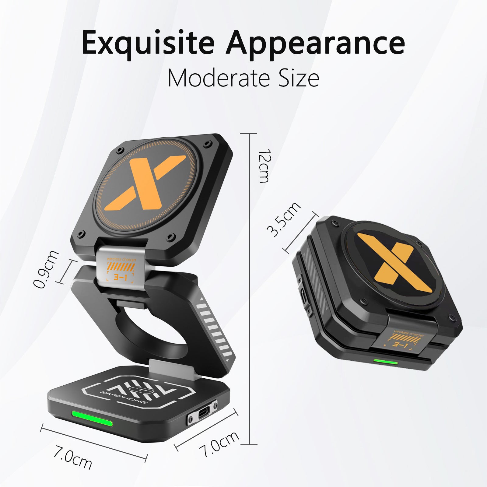Desktop Foldable 3‑in‑1 Magnetic Wireless Charger Fast Charging Dock Station for Magsafe iPhone 17~12 Apple Watch 9 Airpods Pro