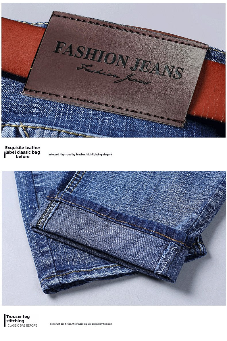 2026  Straight Regular Blue Slim Fit  Stretch Denim Trousers Spring Autumn Men Classic Jeans Business Fashion Men's Smart Jeans