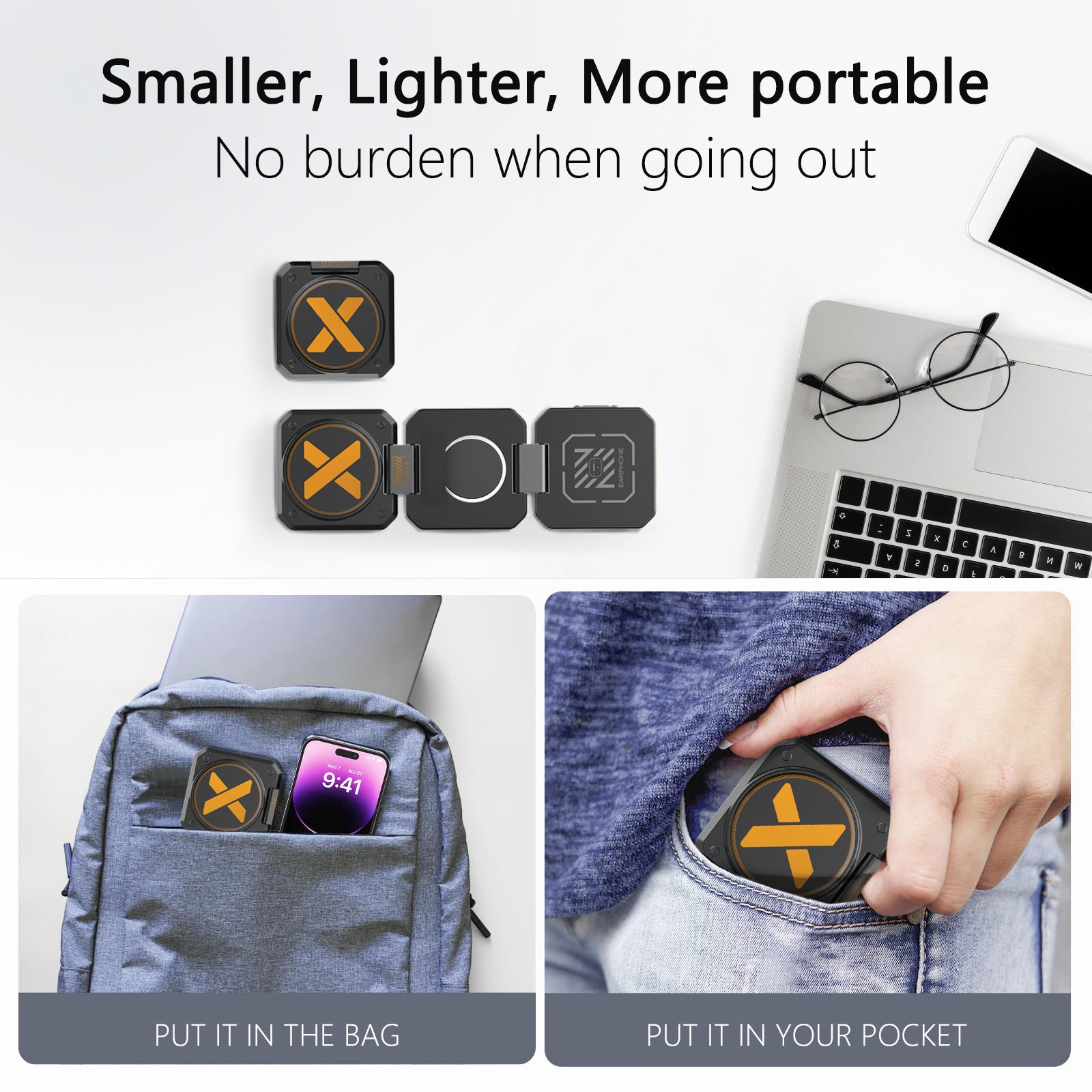 Desktop Foldable 3‑in‑1 Magnetic Wireless Charger Fast Charging Dock Station for Magsafe iPhone 17~12 Apple Watch 9 Airpods Pro