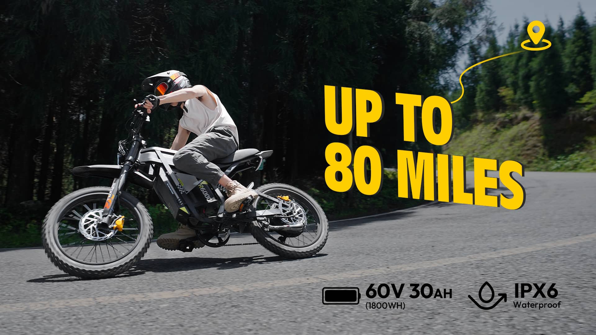COSWHEEL R6000 Adult Electric Mountain Bike 7000W Motor 60V 30AH ebike,Dual Suspension Electric Bicycle