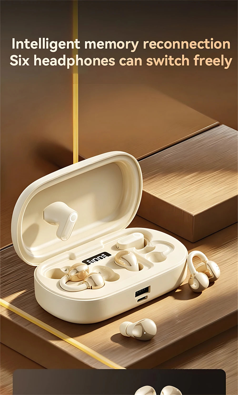 6 Earphones Wireless Bluetooth Headphones Smart Touch Half Ear Clip Ear Sleeping Couple Creative Gifts Noise Reduction Headsets