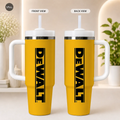 Tool Brand DeWalt Banner Vacuum Flasks 40oz Insulated Tumbler with Handle, Straw and Lid, Stainless Steel Travel Cup
