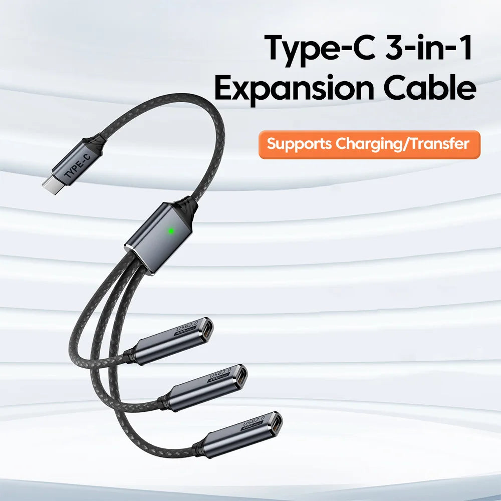 Adaptador Hub USB-C a 3 Puertos USB 2.0 OTG