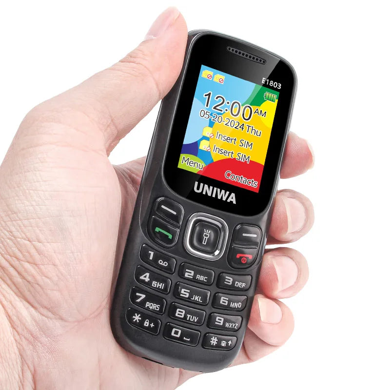 Low Price UNIWA E1803 2G GSM Feature Phone 1.77" Dual SIM Senior Elder Cellphone Push-button Wireless Radio Flashlight Telephone