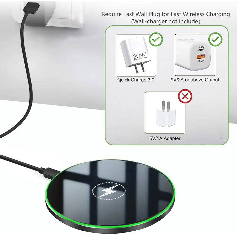 Universal Wireless Charger for Apple iPhone 17/16/15 Pro Max, Samsung Galaxy S22/S21, Huawei, Xiaomi, Google Pixel — Wide Compat