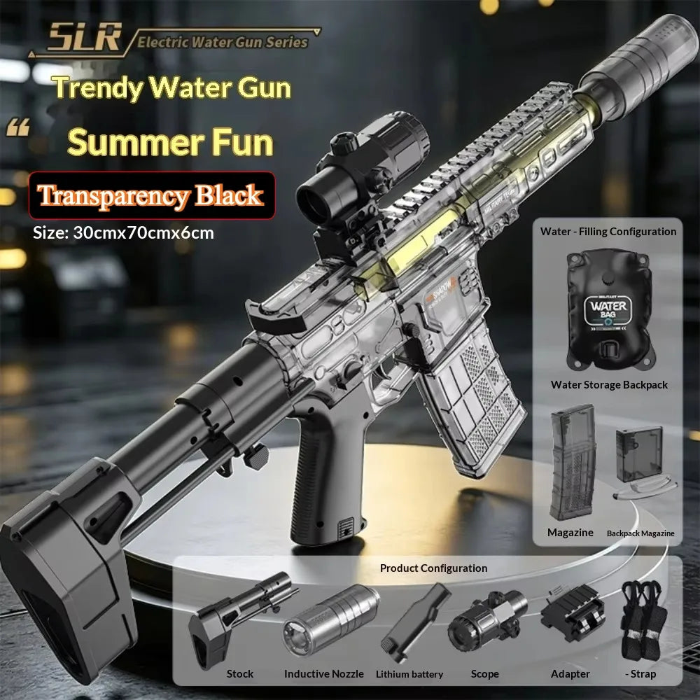 Powerful Electric Water Gun Toy Capacity High Speed Long Range Continuous Shooting SLR Model Summer Outdoor Toys