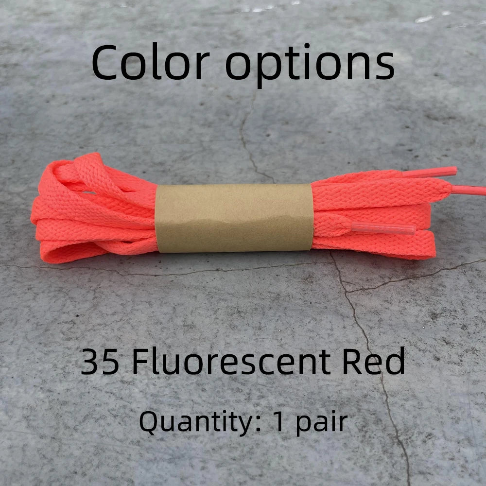HIBERNI Flat Shoelaces for Sneakers/Adidas/Nike - 120cm/140cm Red/Orange/Hot Pink | Soft & Vibrant Laces for AF1 Shoes 1Pair