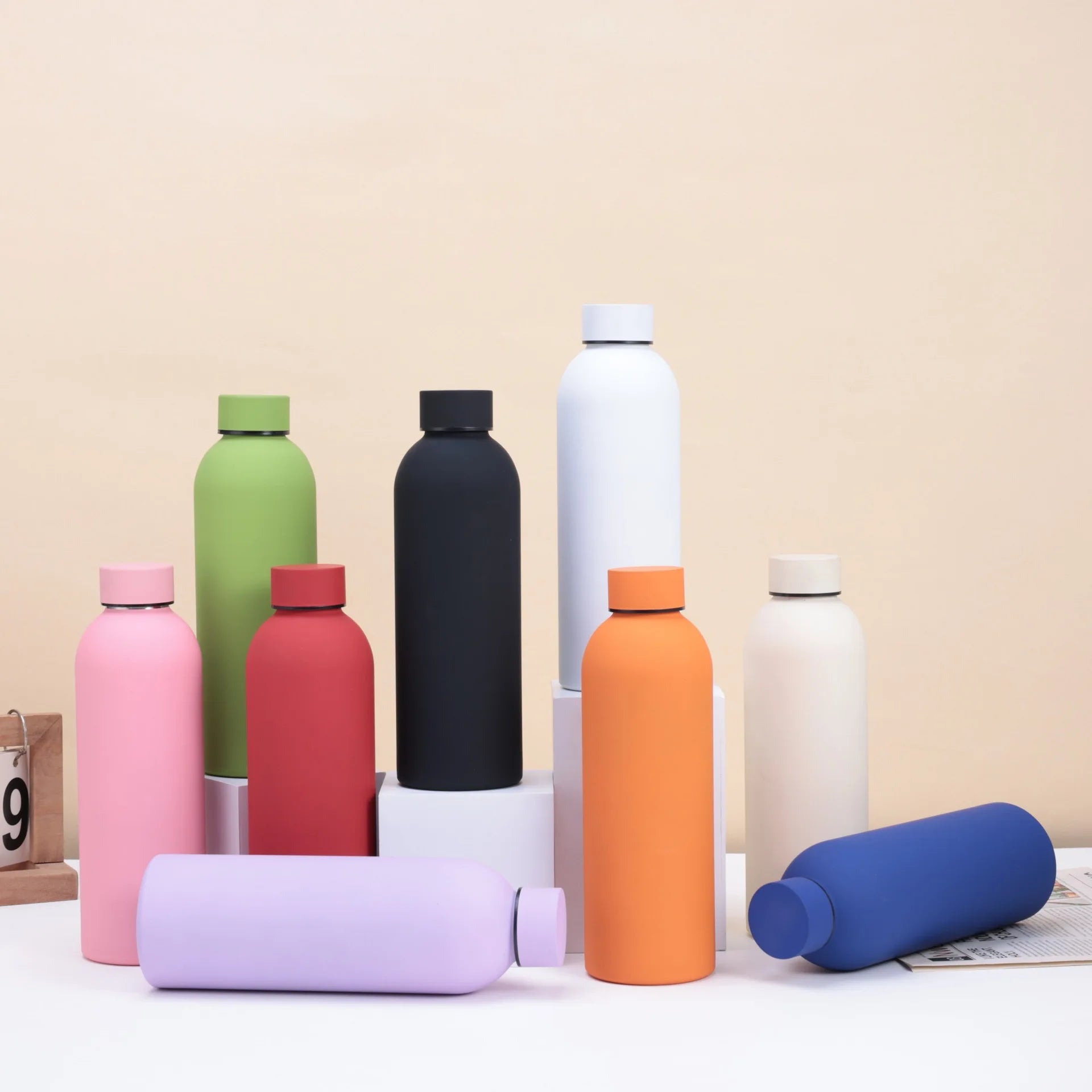 500ml Insulated Bottle Solid Color 304 Stainless Steel Jug with Lid Large Capacity Ice Coffee Cup Portable for Driving Travel