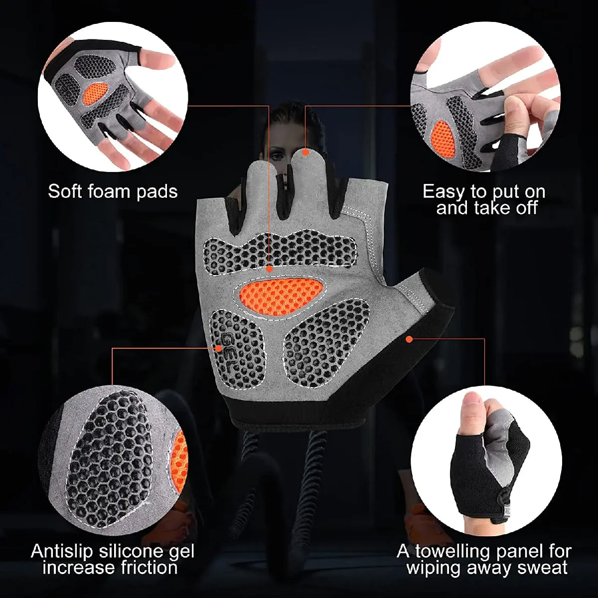 Guantes de Gym Sin Dedos – Fitness Ciclismo Antideslizante Unisex