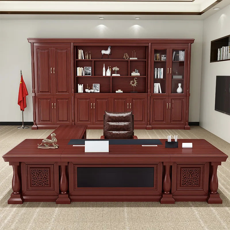 Contemporary Chinese Style CEO Desk Chair Set Luxury Boss Desk For Office Home