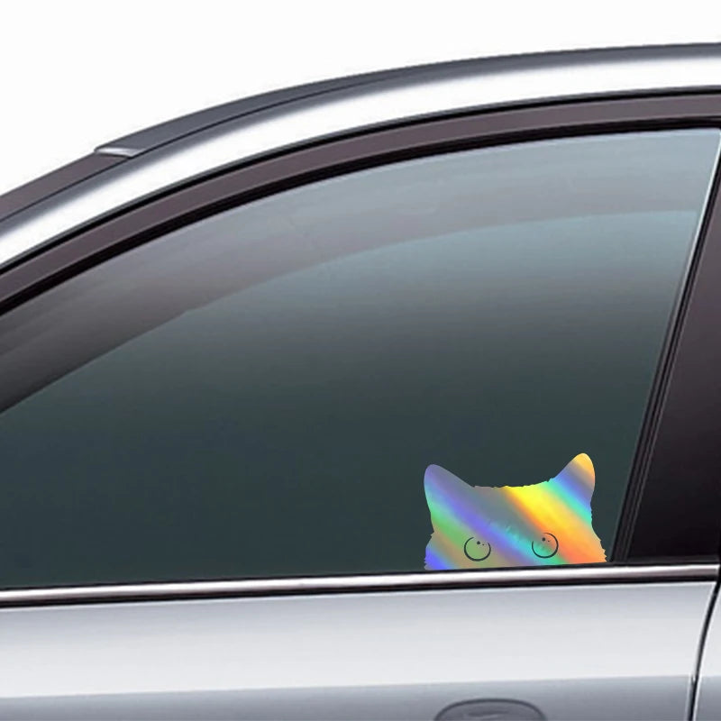 1 piece Hot  Car Sticker Accessories Poor Cat Is Stealing with Big Eyes Watch Vinyl Car Styling Cover Waterproof  PVC