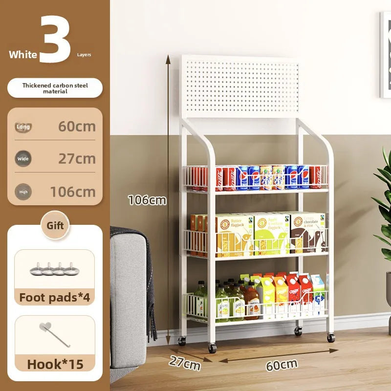 Multi-layer Removable Supermarket Snack Shelves Cart Convenience Store Checkout Page Home Storage Shelves Kitchen Island
