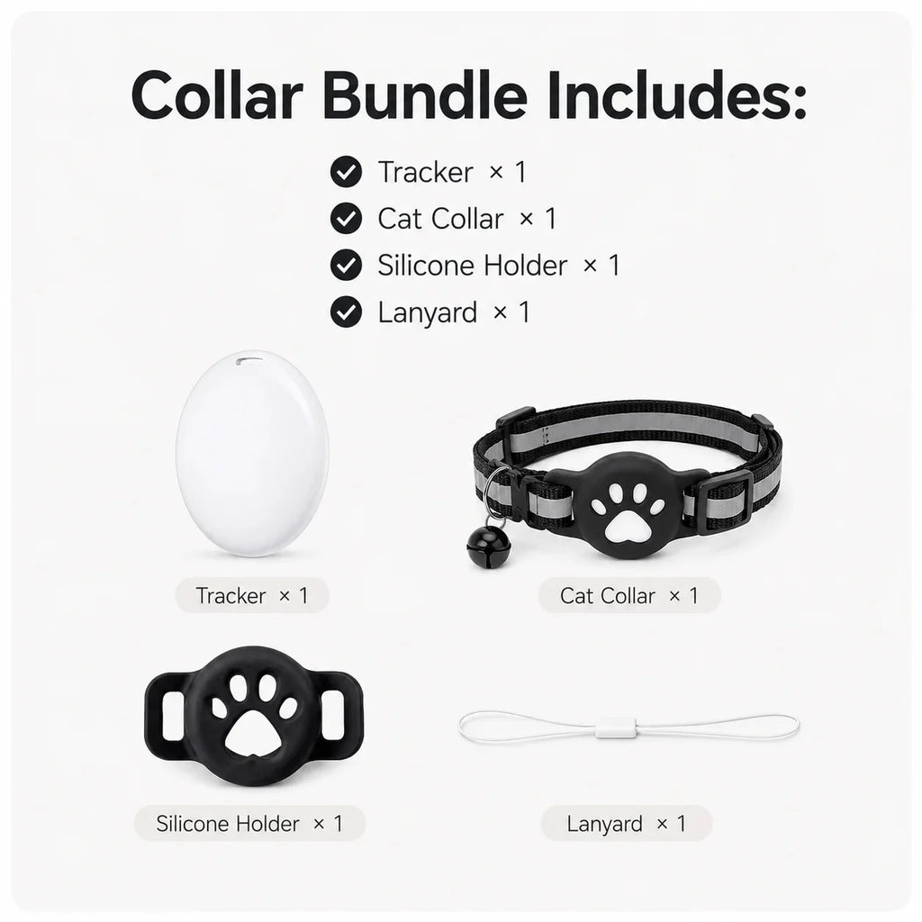 Pet(Cats and dogs)Locator Set GPS Tracker Collar Set, Pet Additions, Compatible with Apple Find My
