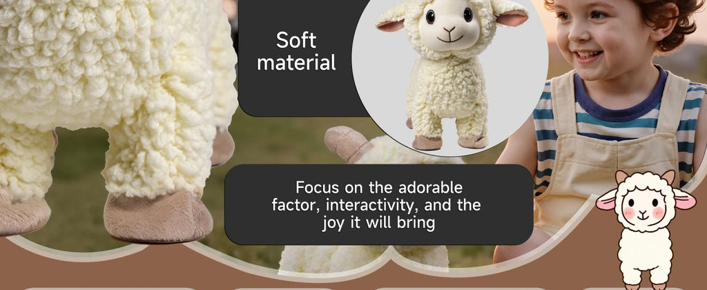 Interactive Singing Walking Lamb Plush Toy - Soft Stuffed Animal with Leash! Electronic Pet for Babies & Toddlers, birthday Gift