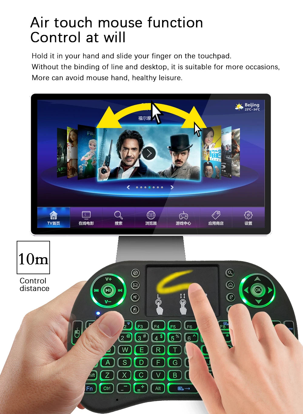 Mini Teclado Inalámbrico 2.4G con Touchpad y Retroiluminación