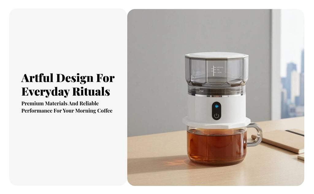 Mini Coffee Maker with Cup Portable Pour-over Coffee Brewer Appliance Small-Space Removable for Travelers, Travel, Office