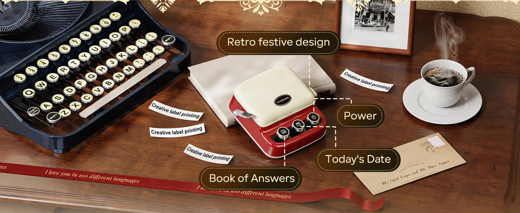 Phomemo P15 Mini Bluetooth Label Printer for Christmas Gifts & Wedding Decorations, Portable Ribbon Label Maker with Custom Text