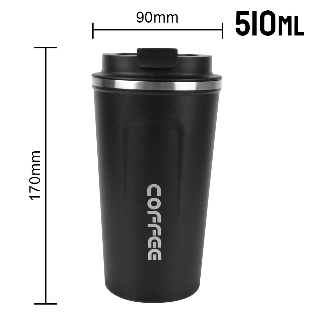 380/510ML Double‑Wall Stainless Steel Insulated Coffee Mug, Leak‑Proof Car Travel Tumbler for Home Outdoor Tea Water Drinking