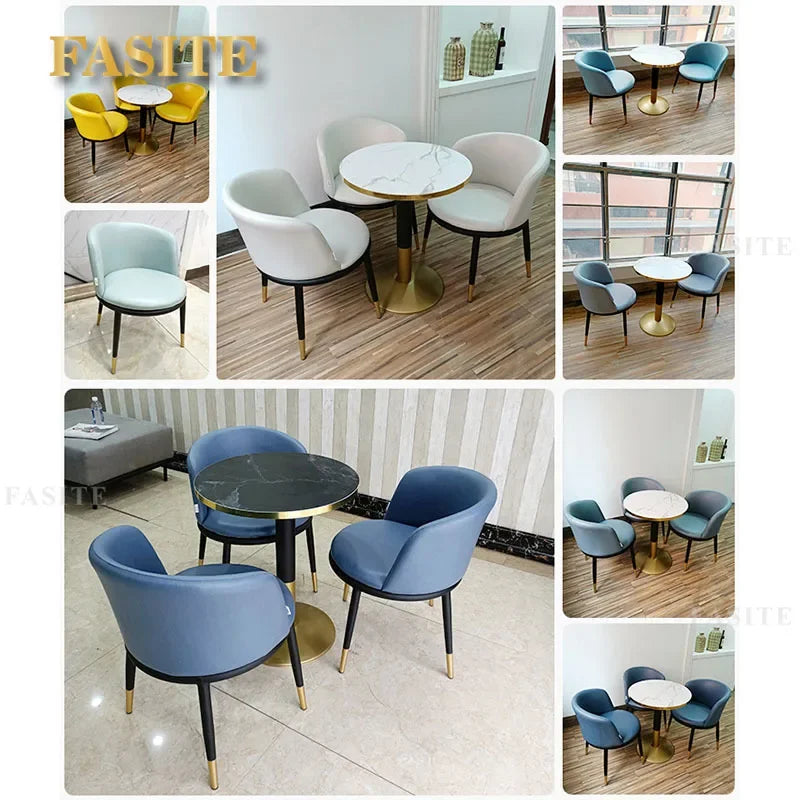 Metal Office  Set with 80cm Nordic Modern Minimalist Tables and Chairs for Meeting and Rest Areason Sale