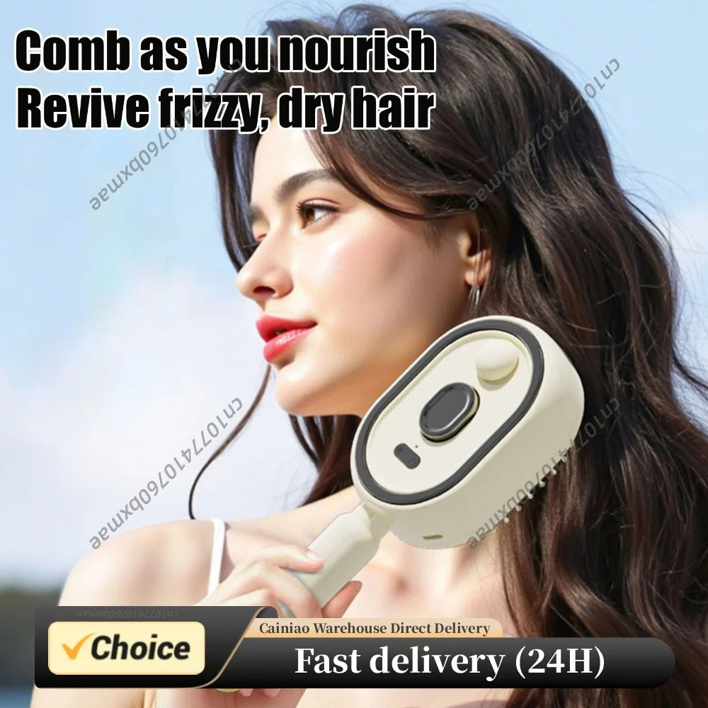 Electric Steam Brush USB-C Charging Wet Electrics Hairbrush Rechargeable Steams Hair Straightener for Both Long & Short Hairs