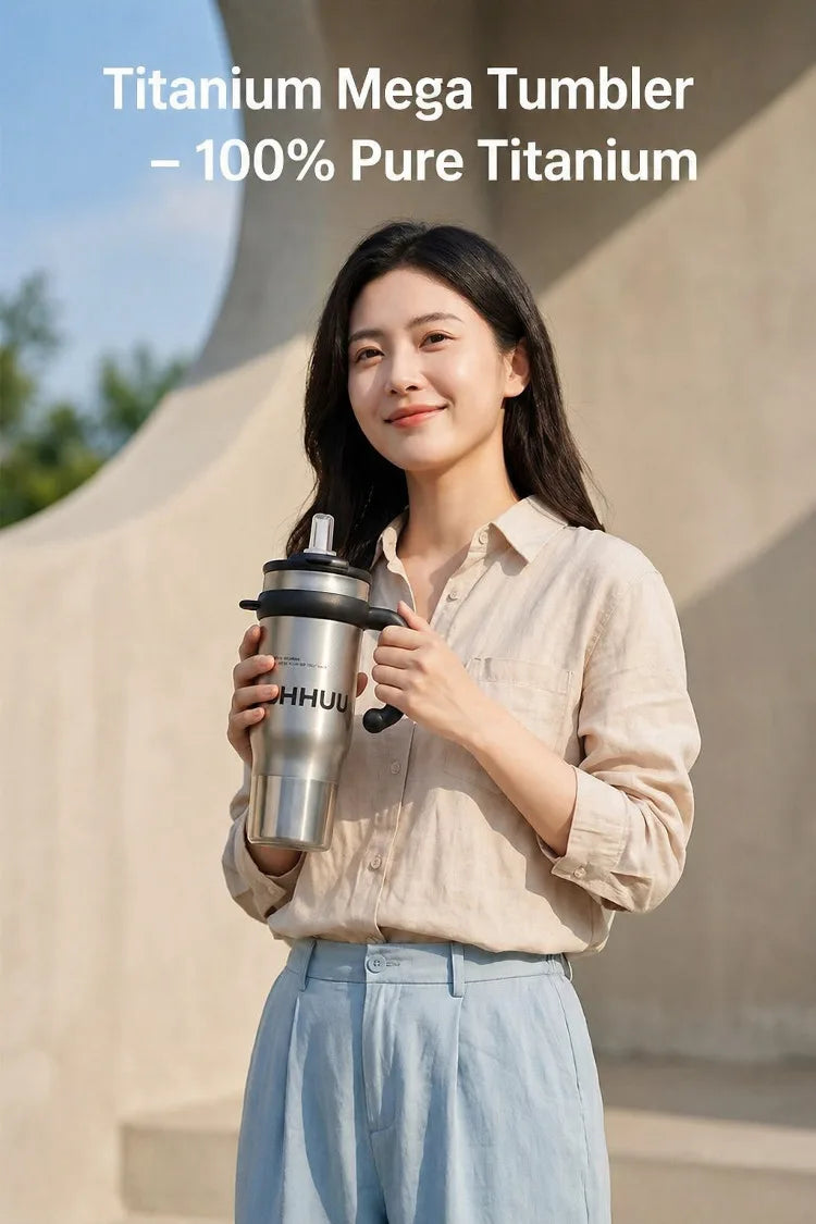 1200ml Vacuum Insulated Travel Mug 316 Stainless Steel Tumbler with Handle Straw Tea Infuser Double Lid Keep Cold Hot for Home