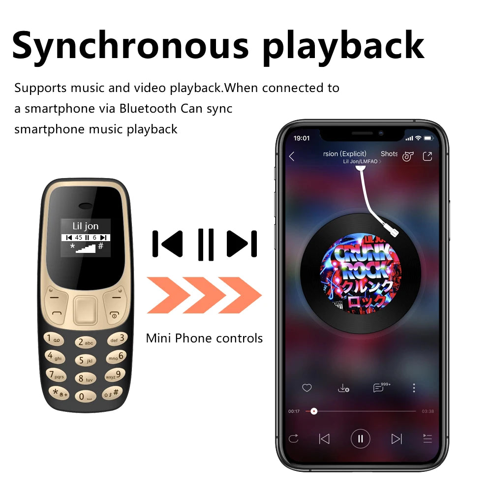SERVO BM10 Mini Feature Phone Dual SIM Dual Standby Voice Dialing Low Radiation Mp3 Player With Earhook Pocket Cellular Phone