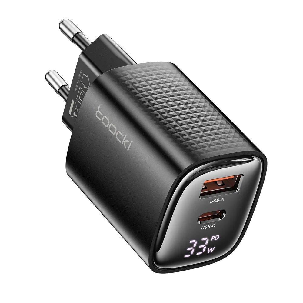 Toocki GaN USB Charger 33W Digital Display QC3.0 PD Fast Charger Type C for iPhone 15 14 13 Pro Max Smausng Xiaomi Honor POCO