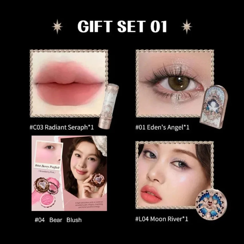 Flower Knows Full Makup Set Little Angel Collection The Sweetie Bear Gift Box Blush Cream Matte Lipstick Highlighter All in One
