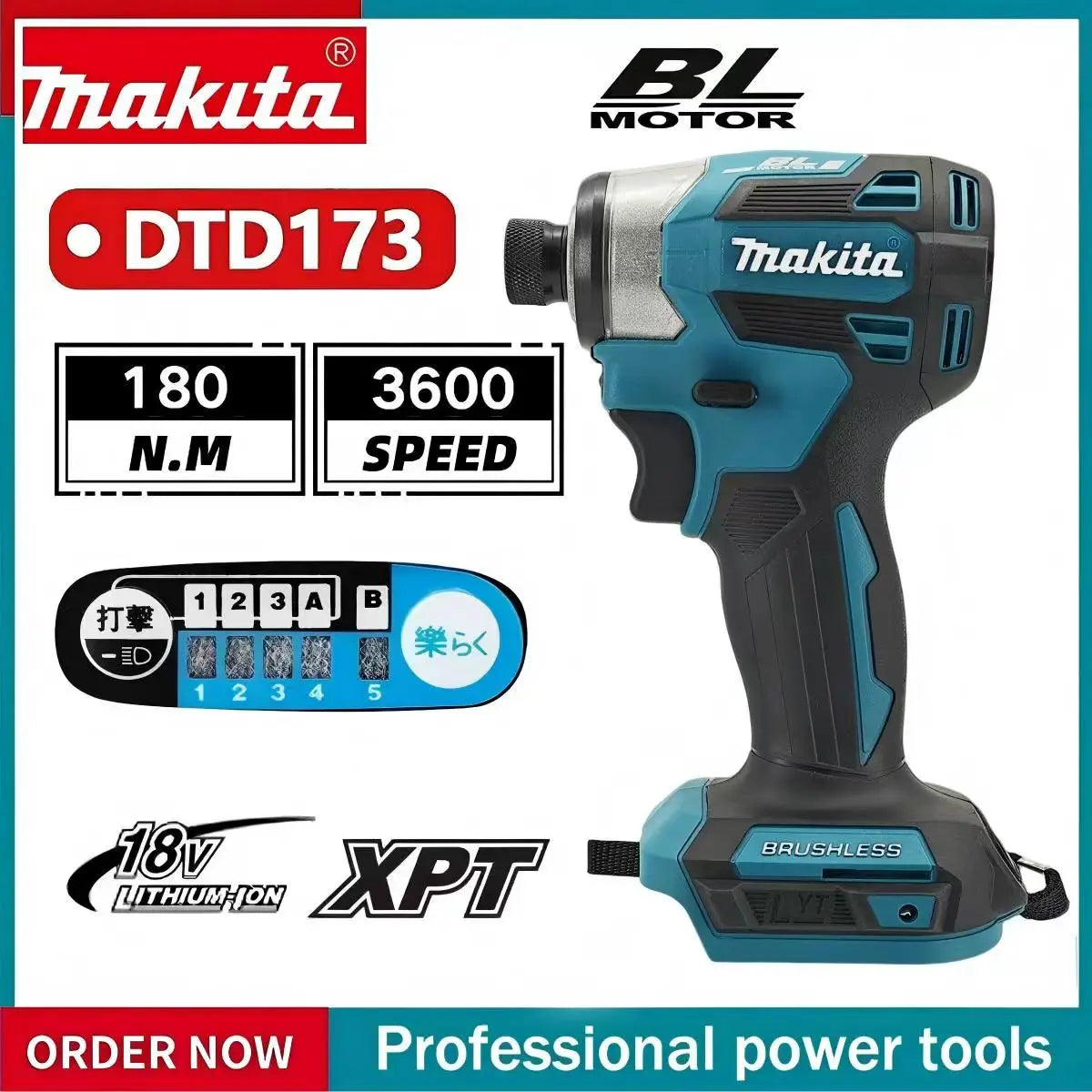 Atornillador Impacto Makita DTD173 | 1800RPM 180Nm - Para Madera, Pernos y Metal
