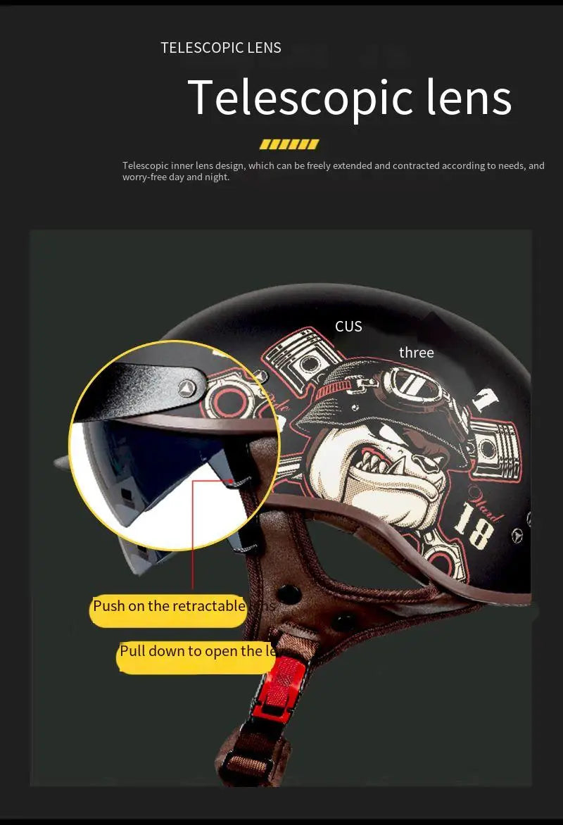 New Standard Electric Motorcycle Helmet Four Seasons Universal Retro Half Helmet Cruise Motorcycle Helmet for Men and Women