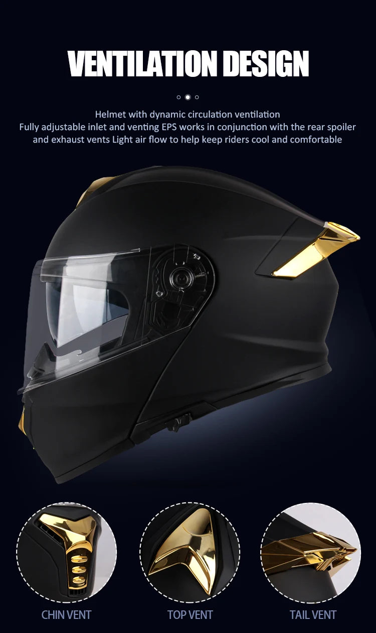 Uchoose DOT Approved Full Face Helmets Crash Motorbike Protective Gear Men Women Flip Up Helmet Motorcycle Double Sun Visor