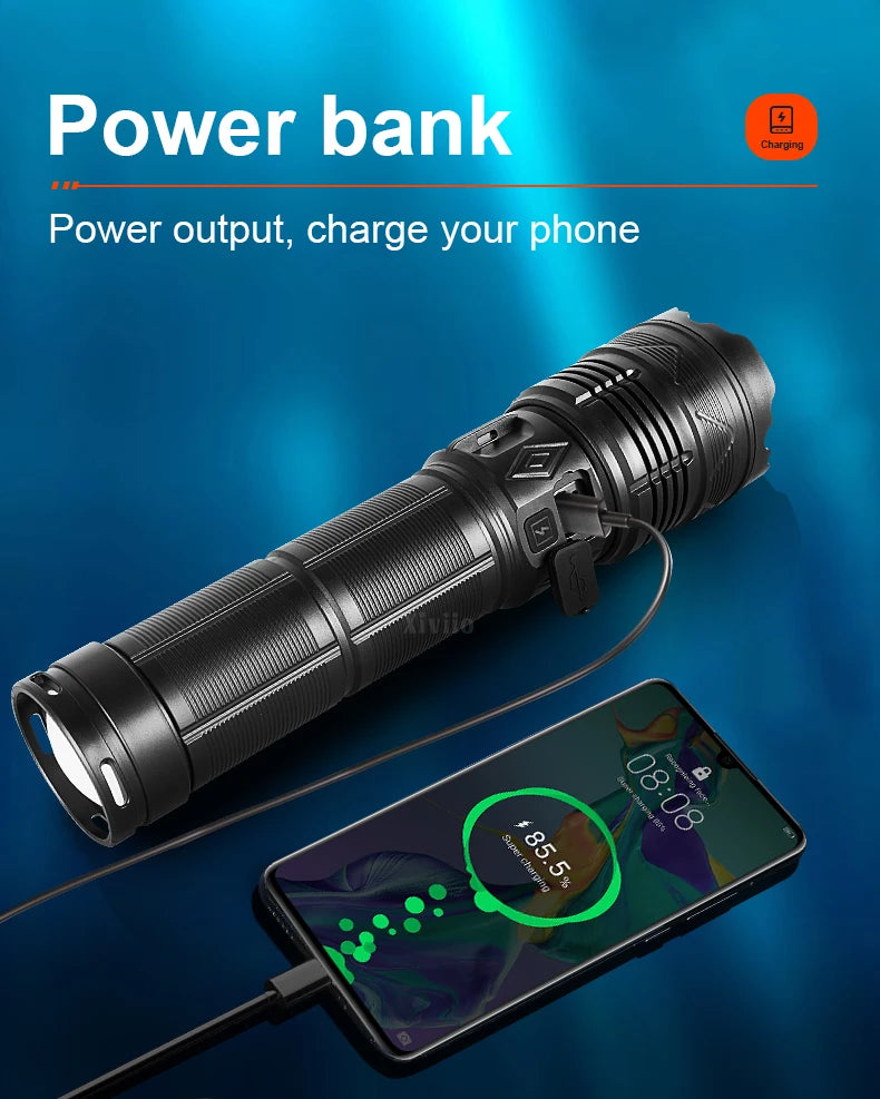 99000000LM 1500W Ultra Powerful Flashlights Rechargeable LED Tactical Torch Super Bright Lamp Outdoor Adventure Fishing Camping