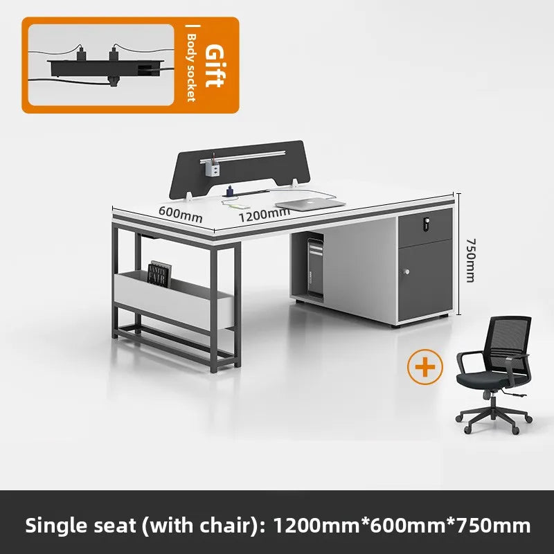 ！@Office Staff Desk and Chair Set: Simple, Modern, 4/6-person, Double-seat, Office Screen Cubicles, Financial Workstations